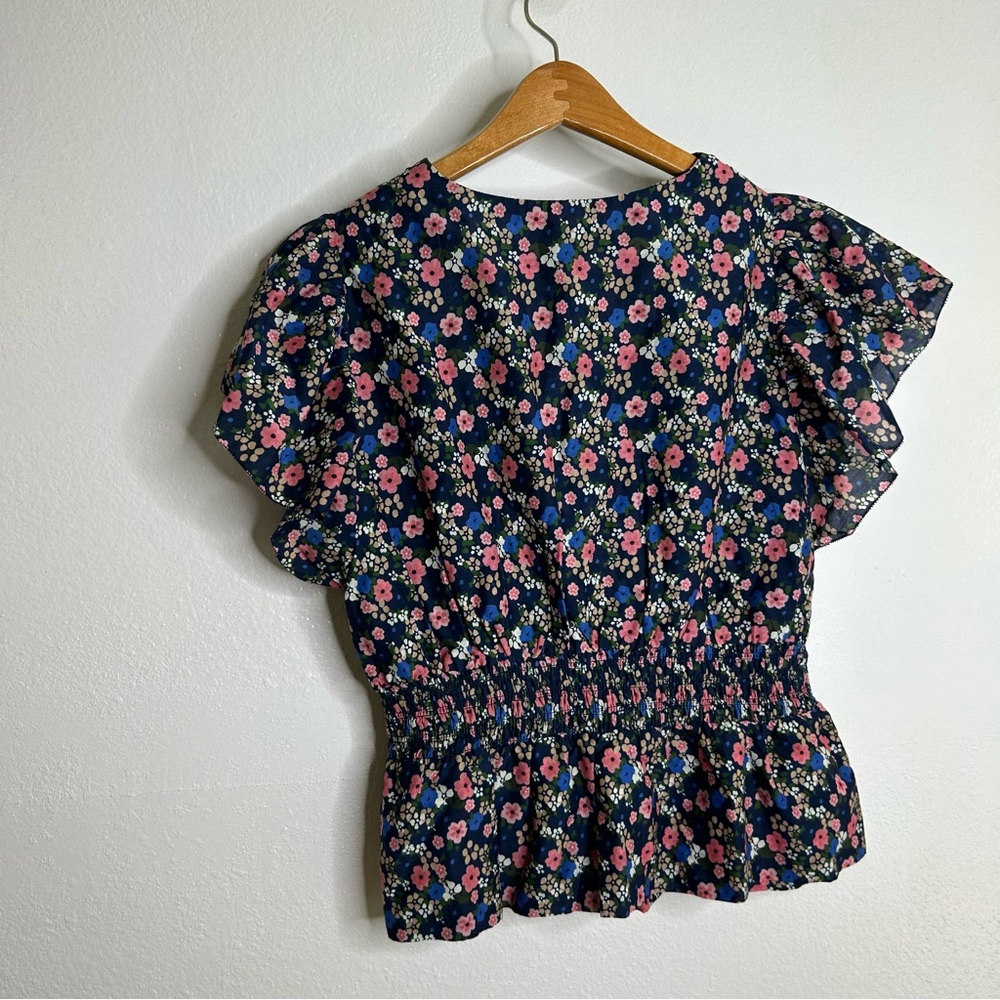 Trovata Paloma Cotton Silk Ruched Blouse Floral in Rolling Hills Size Large - Picture 8 of 15